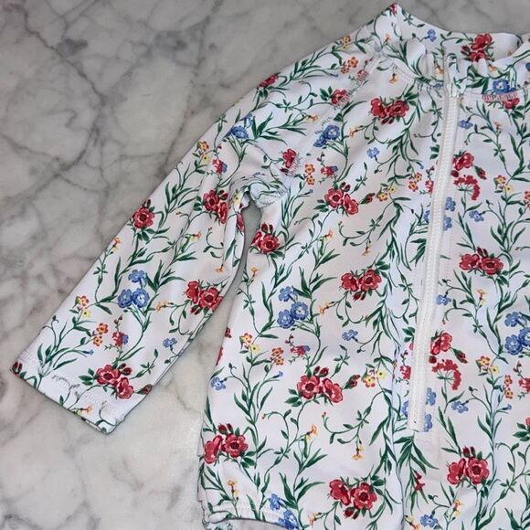 NWOT JANIE AND JACK FLORAL RASH GUARD SWIMSUIT 12/18M - Picture 4 of 10